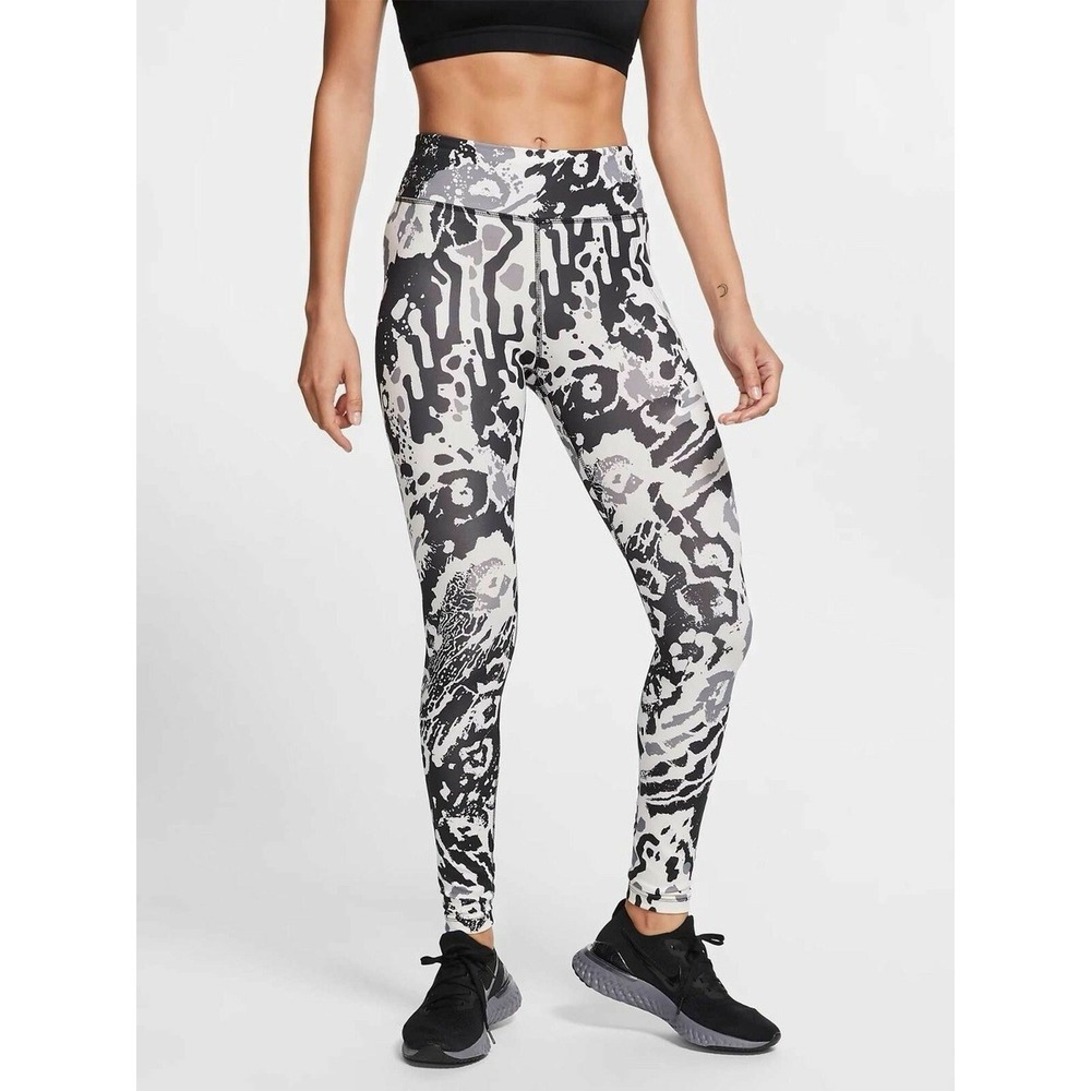 Nike Fast Dry 7/8 Tights Women's Mid-Rise‎ Printed Running Training Gym Size XS